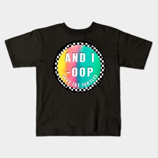 And I Oop Save The Turtles Rainbow Tie Dye Black White Checkerboard Watercolor Sticker for Girls Water Flask Kids T-Shirt